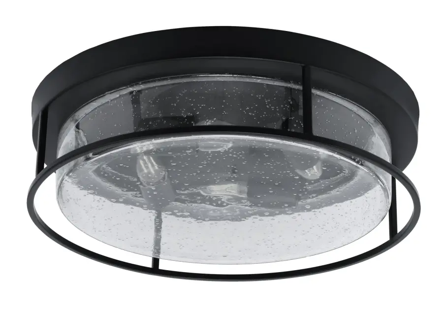 18" Clear Bubble Glass Flush Mount in Matte Black - Image 1