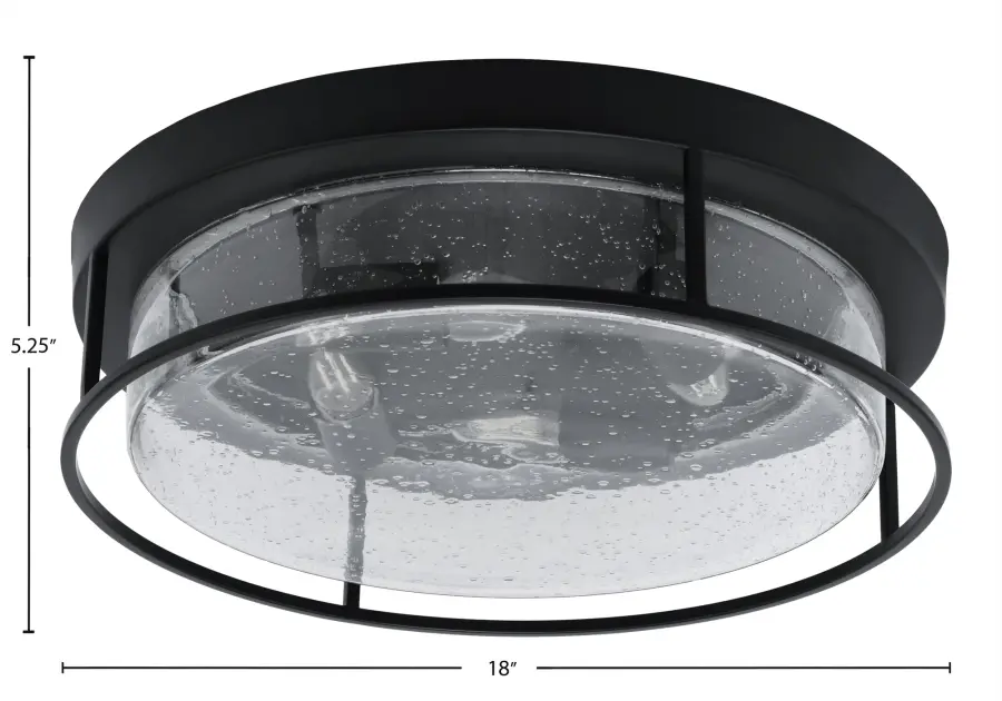 18" Clear Bubble Glass Flush Mount in Matte Black - Image 2