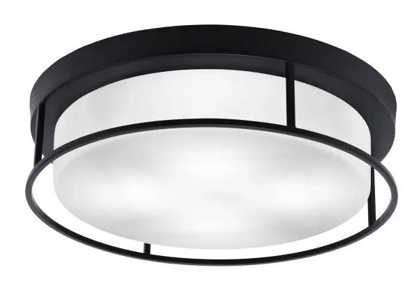 This 18-inch flush mount combines modern matte black styling with classic white marble glass for versatile appeal. The four-bulb configuration provides ample illumination while the low 5.25-inch profile suits standard ceiling heights perfectly.