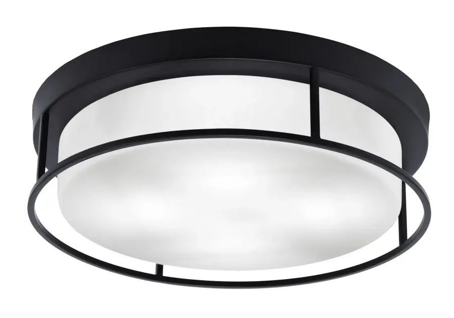 18" Flush Mount with White Marble Glass - Matte Black - Image 1
