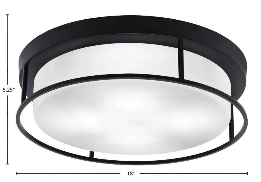 18" Flush Mount with White Marble Glass - Matte Black - Image 2