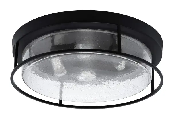 This 18-inch flush mount combines sleek matte black finish with unique smoke bubble glass for contemporary spaces. The low-profile design works perfectly in rooms with standard ceiling heights while providing ambient lighting.