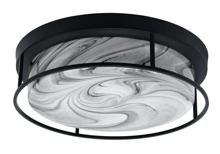 18" Onyx Swirl Glass Flush Mount - Matte Black - Image 1