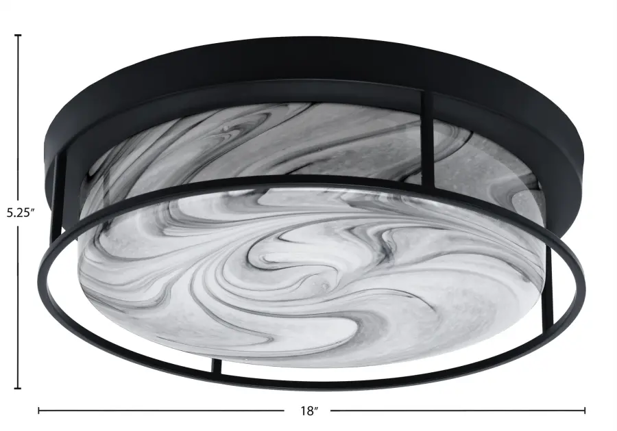 18" Onyx Swirl Glass Flush Mount - Matte Black - Image 2