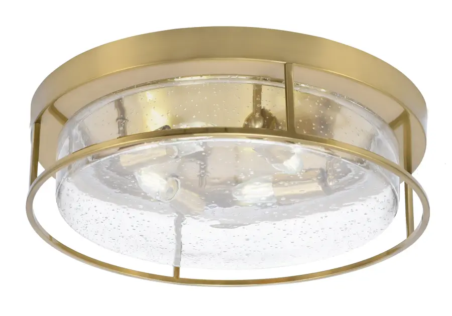 18" Clear Bubble Glass Flush Mount in New Age Brass - Image 1