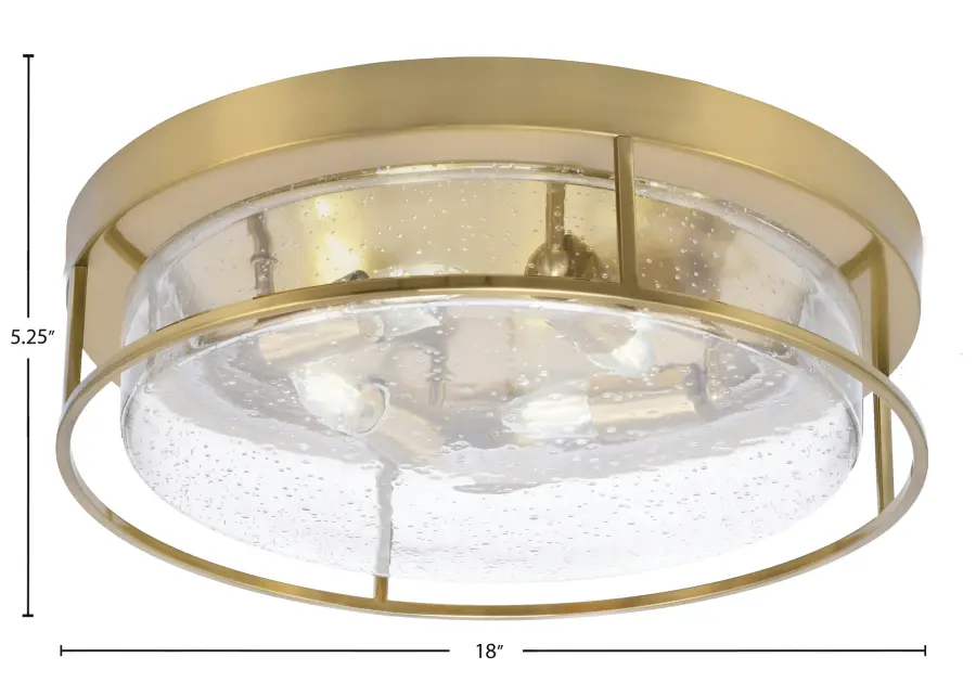 18" Clear Bubble Glass Flush Mount in New Age Brass - Image 2