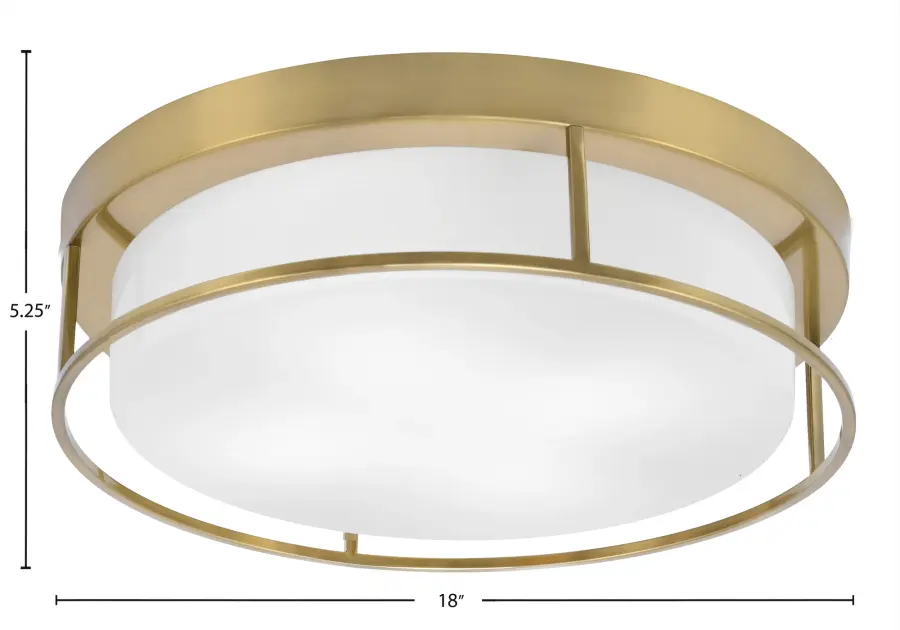 18" White Marble Glass Flush Mount in New Age Brass - Image 2