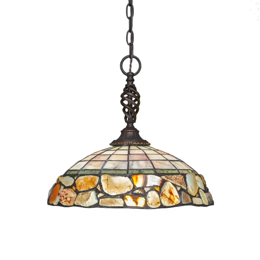 Elegante Chain Pendant with Cobblestone Art Glass - Image 1