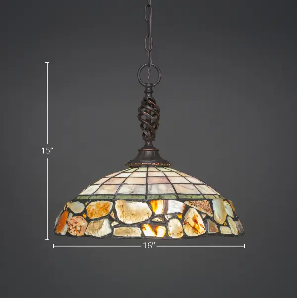 Elegante Chain Pendant with Cobblestone Art Glass - Image 2