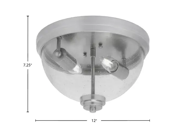 This 12-inch flush mount combines sleek brushed nickel with playful bubble glass for a contemporary look. Perfect for low-ceiling spaces, it provides bright, diffused lighting with modern elegance. - alternate view
