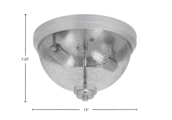 This 12-inch flush mount combines modern brushed nickel finish with unique smoke bubble glass for sophisticated ambient lighting. Perfect for low-ceiling spaces requiring style and function. - alternate view