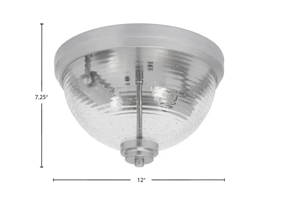 Toltec Lighting Brushed Nickel Flush Mount with Ribbed Clear Bubble Glass - Image 2