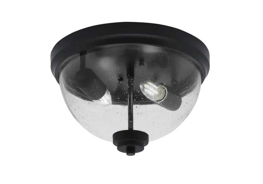12" Clear Bubble Glass Flush Mount in Matte Black - Image 1