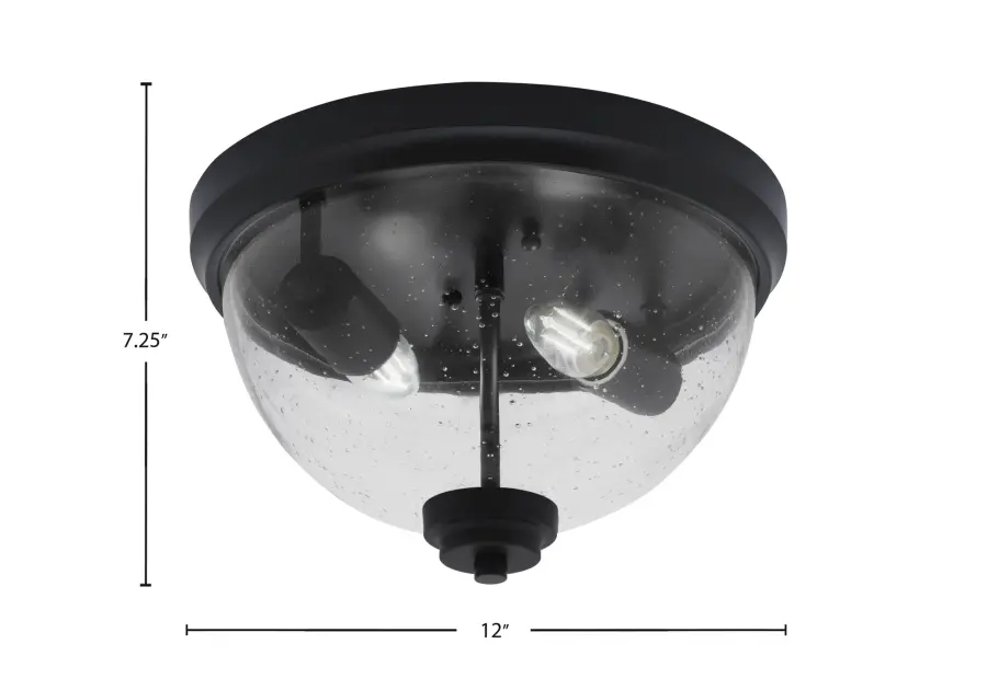 12" Clear Bubble Glass Flush Mount in Matte Black - Image 2
