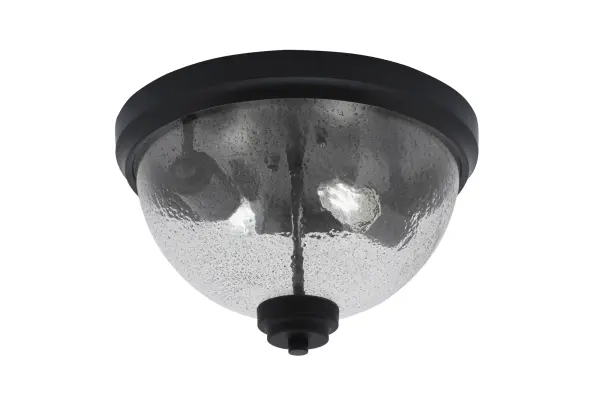 This 12-inch flush mount combines modern matte black styling with distinctive smoke bubble glass for a sophisticated look. Perfect for low-ceiling spaces, it provides warm, diffused lighting with contemporary industrial appeal.