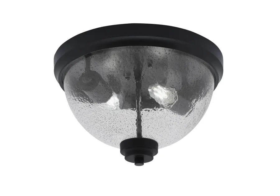 12" Smoke Bubble Glass Flush Mount in Matte Black - Image 1