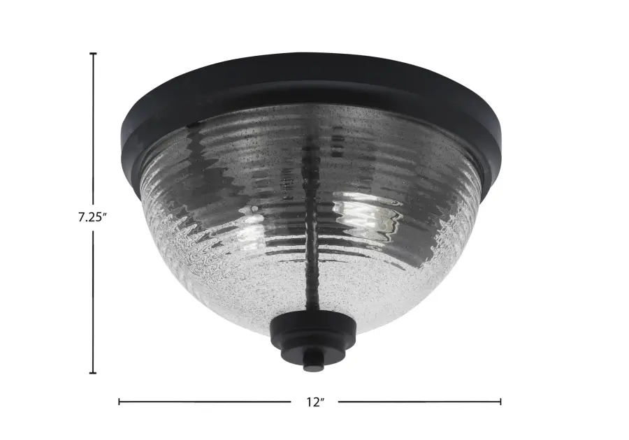 12" Smoke Ribbed Glass Flush Mount in Matte Black - Image 2