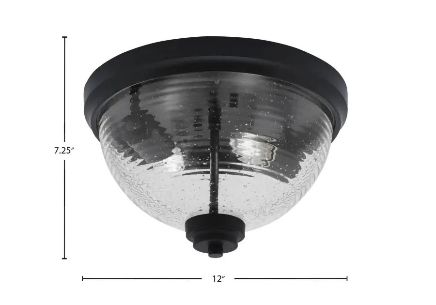 12" Ribbed Clear Bubble Glass Flush Mount in Matte Black - Image 2