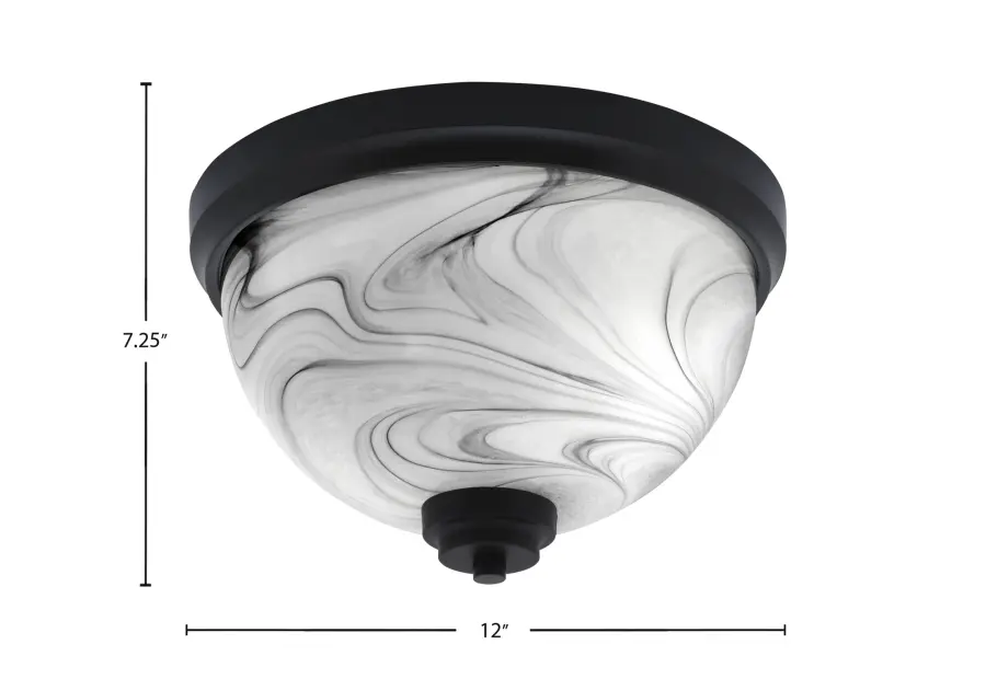12" Onyx Swirl Glass Flush Mount in Matte Black - Image 2