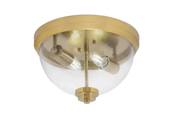 This compact 12-inch flush mount combines contemporary brass styling with unique bubble glass for a sophisticated look. Perfect for smaller spaces needing both style and function with its low-profile design.