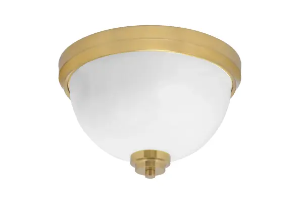 This 12-inch flush mount combines timeless design with practical functionality. The White Marble Glass diffuses light beautifully while the New Age Brass finish adds warmth and sophistication to any space.