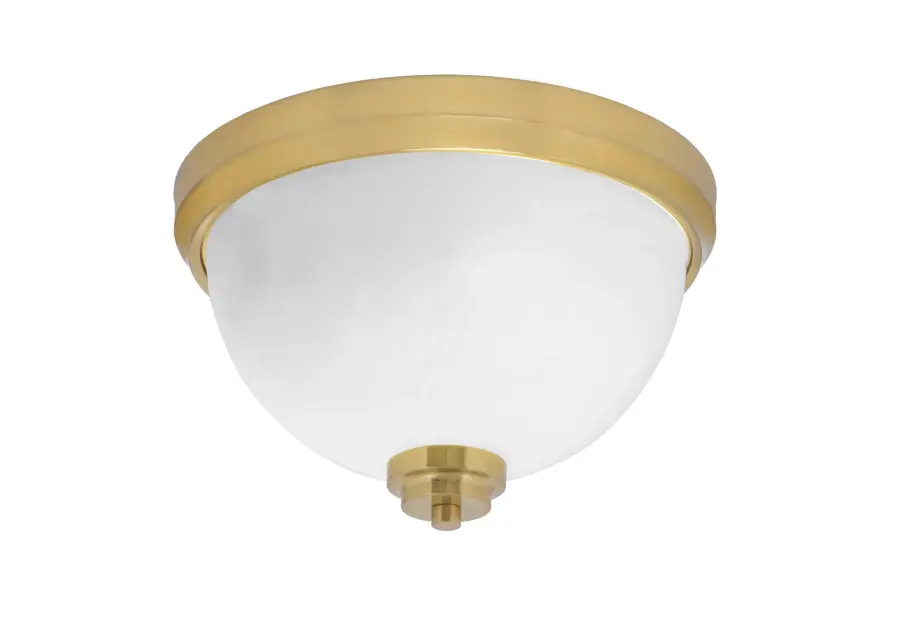 12" White Marble Glass Flush Mount in New Age Brass - Image 1