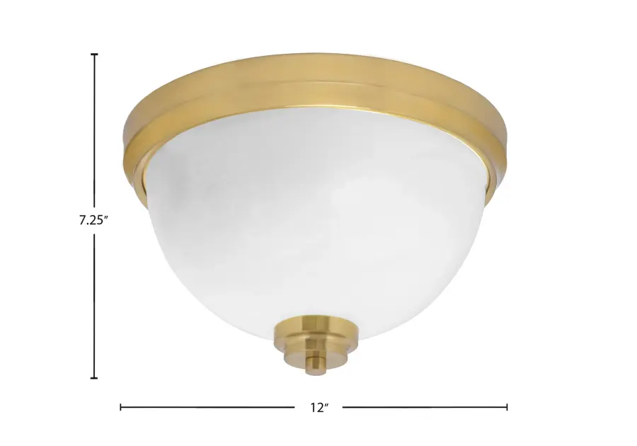 12" White Marble Glass Flush Mount in New Age Brass - Image 2