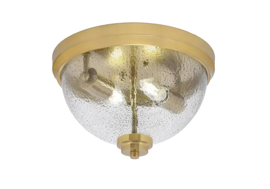 12" Smoke Bubble Glass Flush Mount in New Age Brass - Image 1