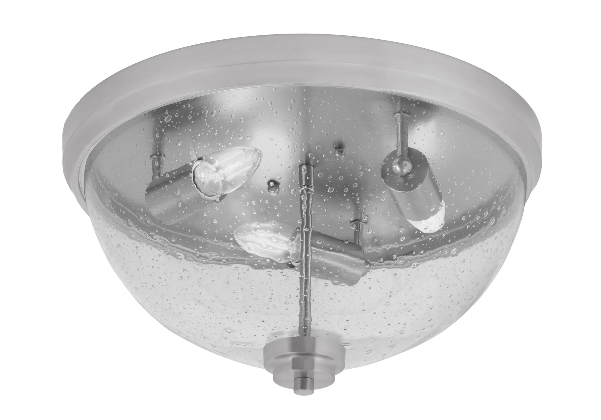 16" Clear Bubble Glass Flush Mount - Brushed Nickel