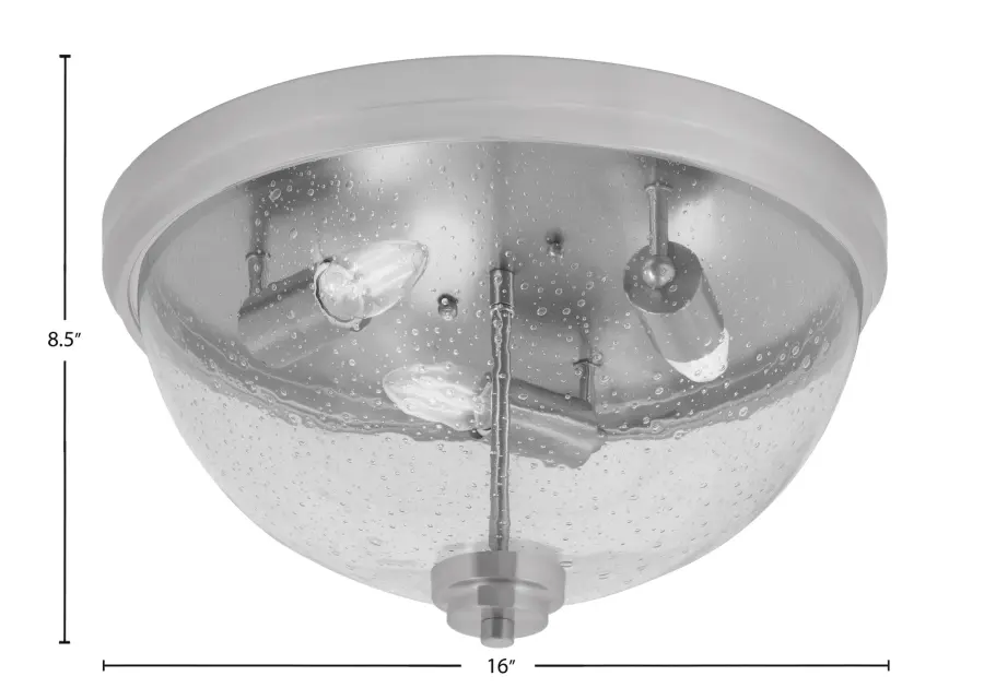 16" Clear Bubble Glass Flush Mount - Brushed Nickel - Image 2