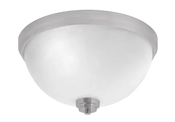 This 16-inch flush mount combines brushed nickel elegance with white marble glass for soft, ambient lighting. Perfect for low-ceiling spaces, it offers modern sophistication with transitional versatility.
