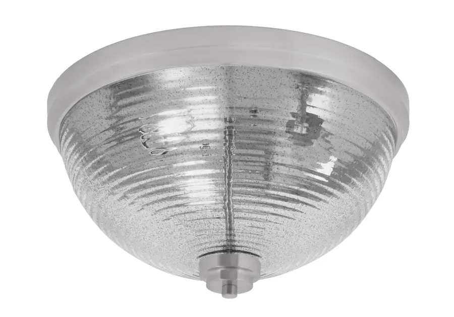 16" Smoke Ribbed Glass Flush Mount - Brushed Nickel - Image 1