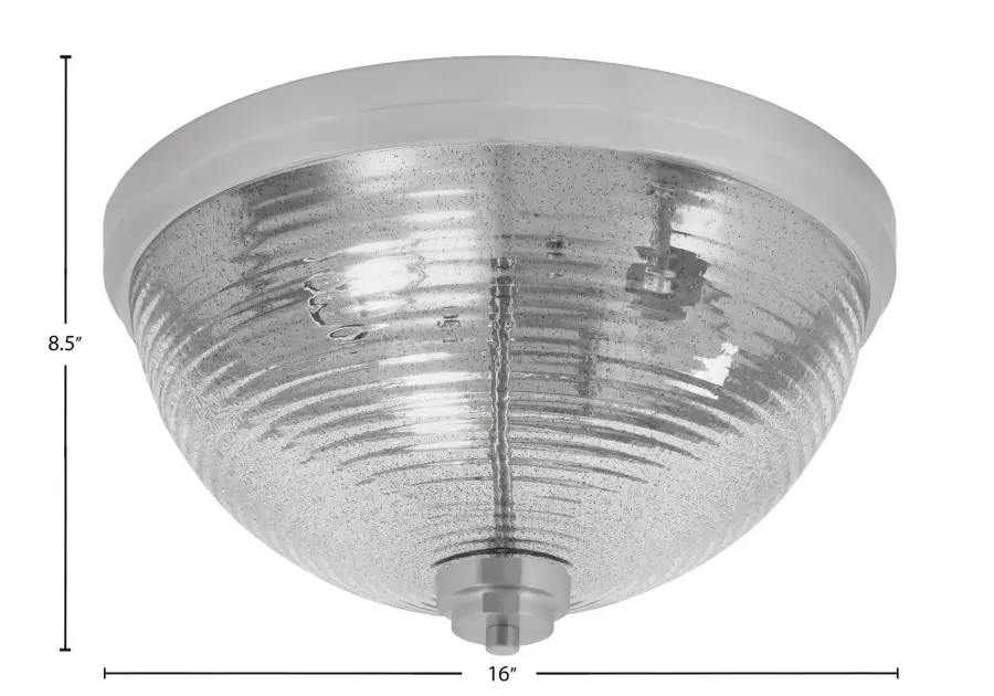 16" Smoke Ribbed Glass Flush Mount - Brushed Nickel - Image 2