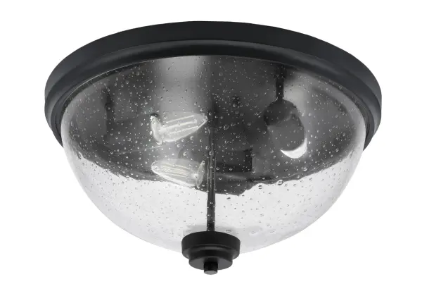 This 16-inch flush mount combines industrial charm with contemporary appeal through its clear bubble glass shade and matte black finish. Perfect for spaces with lower ceilings, it provides ample illumination while adding visual interest.