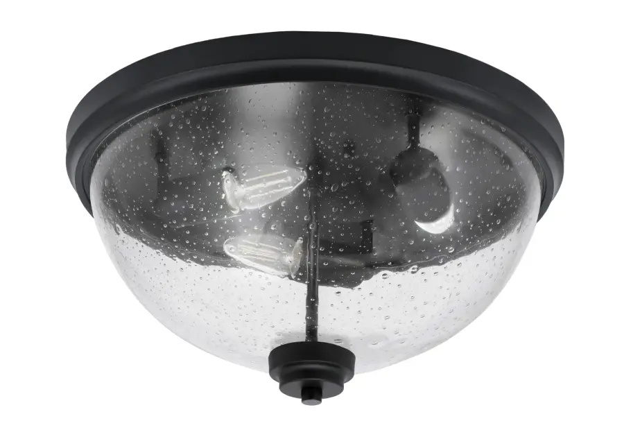16" Clear Bubble Glass Flush Mount - Matte Black - Image 1