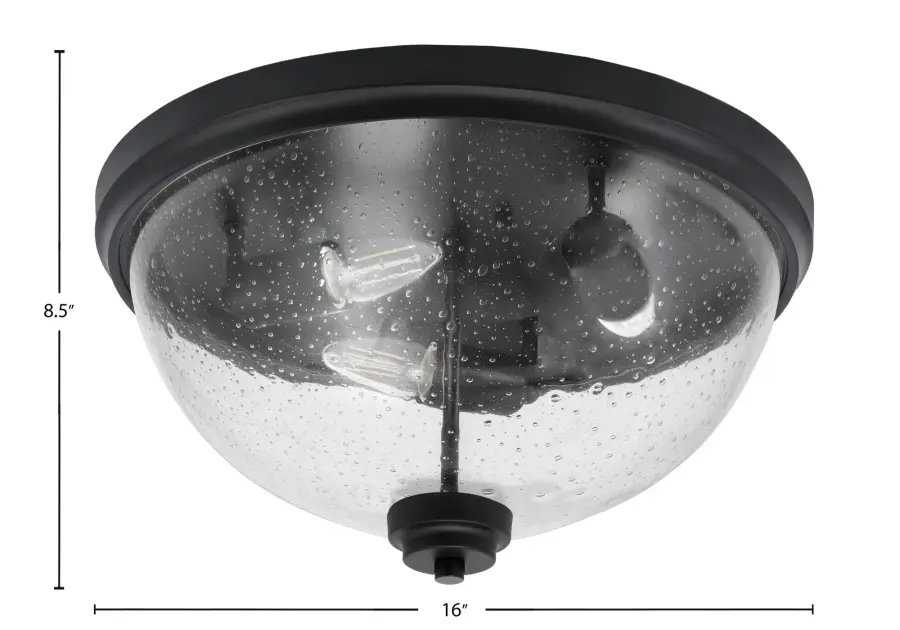 16" Clear Bubble Glass Flush Mount - Matte Black - Image 2
