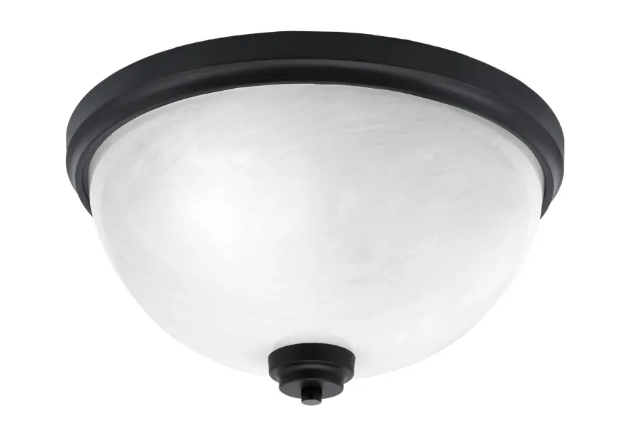 16" White Marble Glass Flush Mount - Matte Black - Image 1