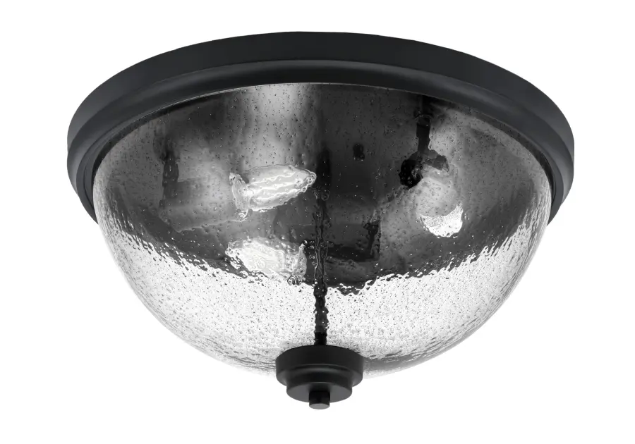 16" Smoke Bubble Glass Flush Mount in Matte Black - Image 1