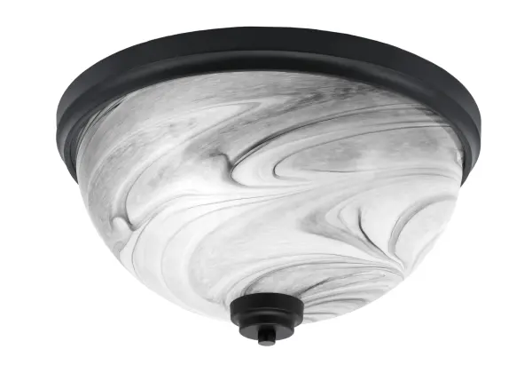 This 16" flush mount combines contemporary matte black styling with luxurious onyx swirl glass. Perfect for spaces with lower ceilings, it provides warm ambient lighting while adding visual interest through its distinctive glass patterns.