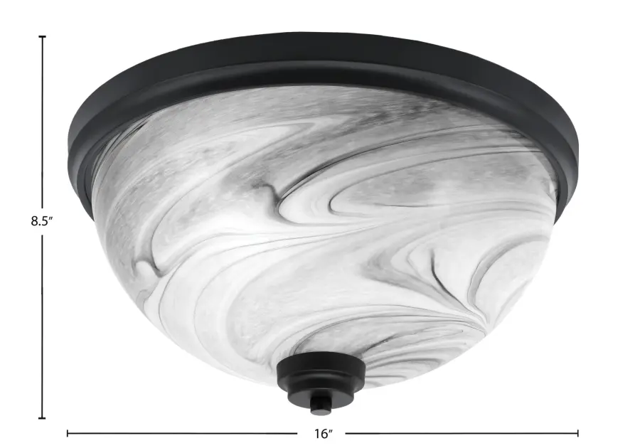 16" Onyx Swirl Glass Flush Mount - Matte Black - Image 2