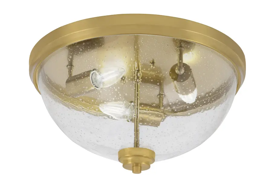 16" Clear Bubble Glass Flush Mount - New Age Brass - Image 1