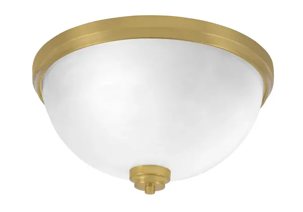 This 16-inch flush mount combines timeless design with practical functionality. The white marble glass diffuses light beautifully while the New Age Brass finish adds warmth to any space. Perfect for low ceilings.