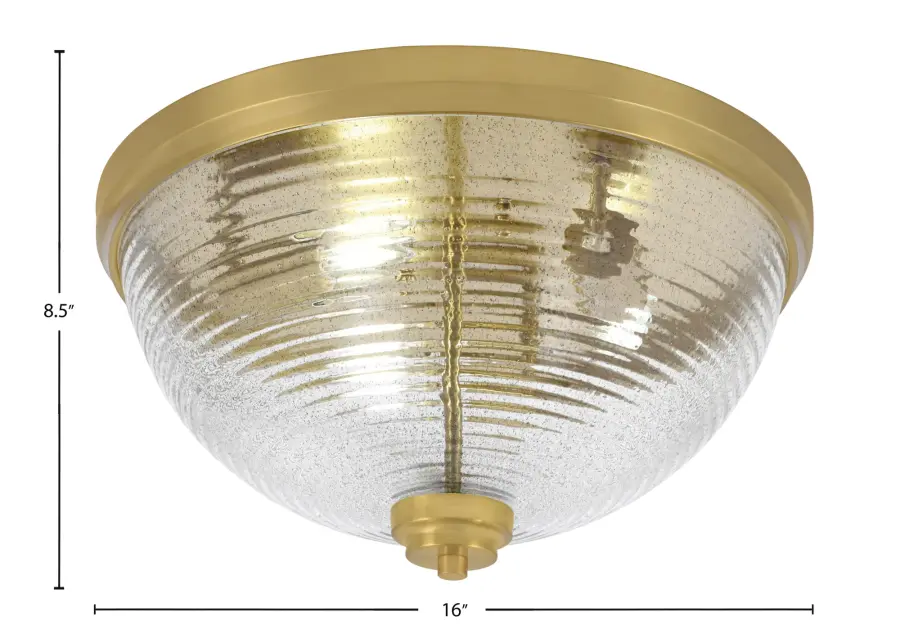 16" Flush Mount with Smoke Ribbed Glass - Image 2
