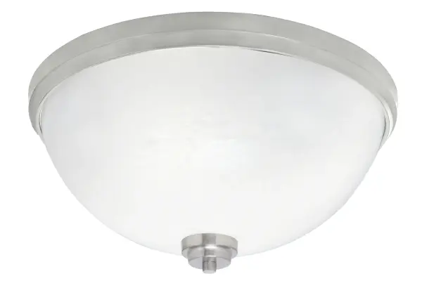 This 18-inch flush mount combines brushed nickel finish with elegant white marble glass, offering bright 4-bulb illumination ideal for medium-sized spaces. ETL listed with LED compatibility and easy installation.