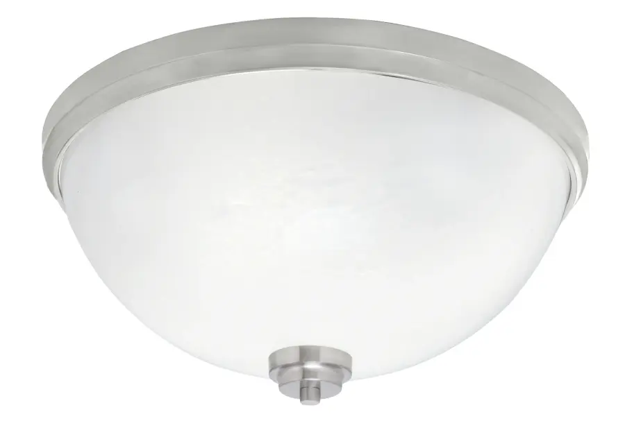Brushed Nickel Flush Mount with White Marble Glass - 18 Inch - Image 1