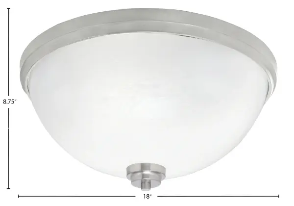 This 18-inch flush mount combines brushed nickel finish with elegant white marble glass, offering bright 4-bulb illumination ideal for medium-sized spaces. ETL listed with LED compatibility and easy installation. - alternate view