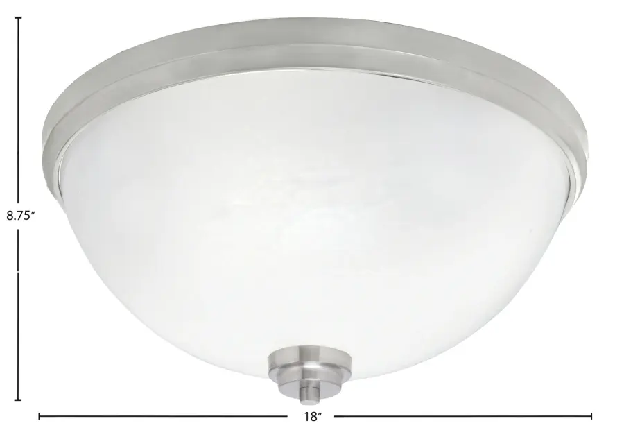 Brushed Nickel Flush Mount with White Marble Glass - 18 Inch - Image 2