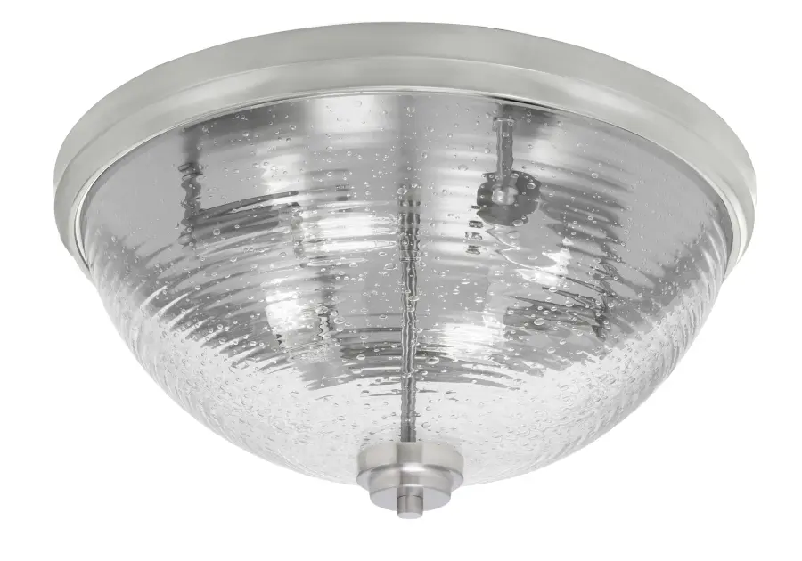 18" Ribbed Clear Bubble Glass Flush Mount - Image 1