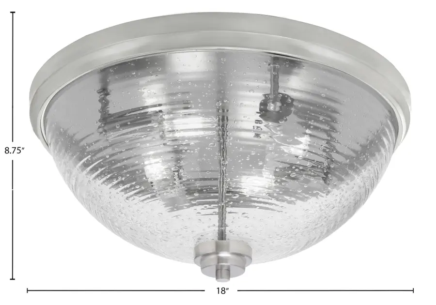 18" Ribbed Clear Bubble Glass Flush Mount - Image 2