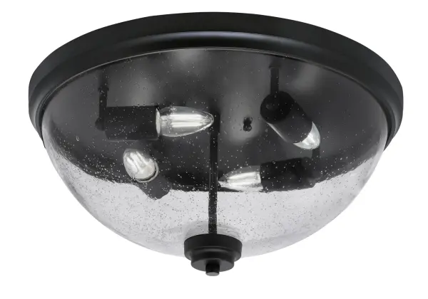 This 18-inch flush mount combines contemporary style with practical functionality. The clear bubble glass creates visual interest while the matte black finish adds modern sophistication to any space.